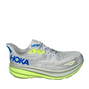 Hoka One One Clifton 9 Men's Gray and Neon Yellow Athletic Shoes size 13 D